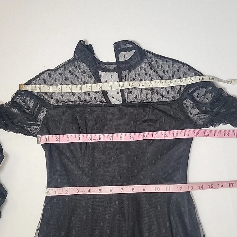 Vintage Betsey Johnson Black Lace Sheer Midi Formal Dress - Picture 9 of 10